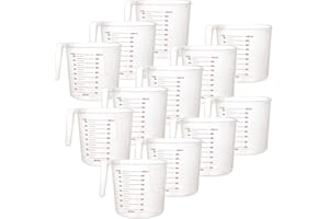 LDHHYH 12pcs Measuring Jugs 1 Litre, Kitchen Measuring Jug with Measuring Scale, Stackable Plastic Measuring Jugs, Plastic Jug Cups for Kitchen Baking, Sugar, Milk, Oil