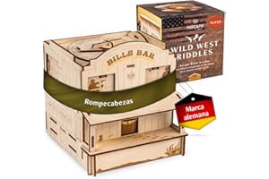 INSCAPE Wild West Riddles - Caja de Rompecabezas de Madera - Puzzle Box - Escape Room Juego para Adultos y niños - Juegos de ajos para Adultos - Puzzle de Madera 3D - Cluebox - Juegos de Pensamiento