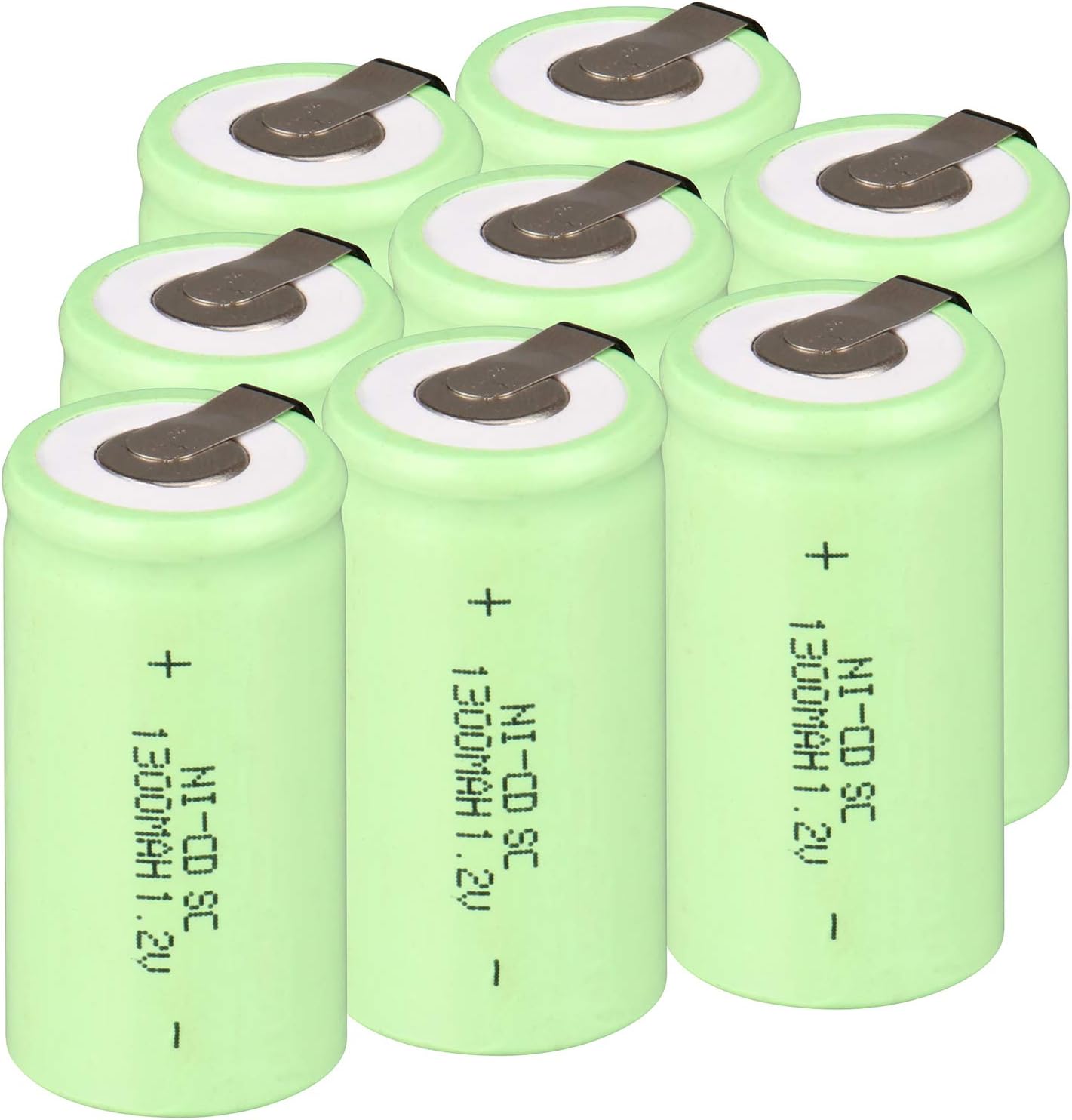 Anmas Power 8 Pack Sub C SC 1300mAh High Capacity Eco-Friendly NiCd Rechargeable Batteries with Tabs