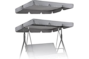 71Nmly Swing Chair Canopy Replacement 3 Seater Canopy for Swing Seat Garden Swings Chair Cover Waterproof Windproof Anti-UV Garden Swings Seat canopies Covers For Outdoor Yard(Grey,195 * 125cm)