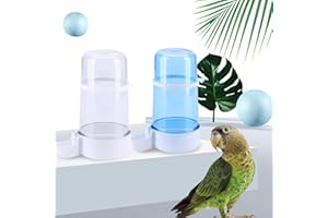Canzoon Abreuvoir A Oiseaux Automatique Mangeoires 2Pcs Distributeur d'eau De Cage A Oiseaux Transparent Mangeoire Oiseaux Automatique pour Perroquet Petit Animal Utilisation d'alimentation