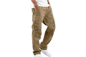 YAOHUOLE Men's Cargo Pants Casual Cotton Stretchy Drawstring Waist Trousers