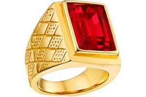 HIJONES Uomo Donna Acciaio Inossidabile Classico 18MM 18k Oro/D'argento Placcato Birthstone Anelli con Pietra