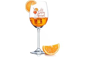 GRAVURZEILE Leonardo Aperol Spritz Verres à vin - Queen Aperol - Verre à vin avec gravure - Cadeau personnalisé pour hommes, femmes, maman, petite amie - Cadeau pour les amateurs d'Aperol - Quotidien