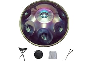SHATONG Handpan armonico Drum Hand Pan 9 10 12 14 Note Strumento a percussione Professionale Handpan in Acciaio con Borsa da Viaggio Decorazione in Corda e Mazze per Meditazione Yoga Zen