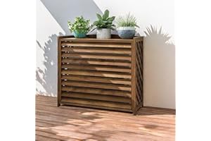 MDXVRKYBC Housse Protection Unite Climatiseur Exterieur En Bois Massif Cache Climatiseur Exterieur Pour Climatiseurs En Bois Stores À Coquilles Présentoir À Plantes Pour L'extérieur Etagère De Stockage(M)