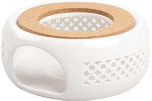 FKSOWBBK Stövchen,Stövchen für Teekanne, Teelichtofen,die Heizung Besteht aus Keramik und die Ringwand ist Hohl Geschnitztes Design, Teewärmer, Geeignet zum Erhitzen von Tee und Kaffee