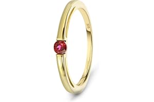 Miore Damski pierścionek 9-karatowe złoto próby 375 solitaire rubinowe żółte złoto