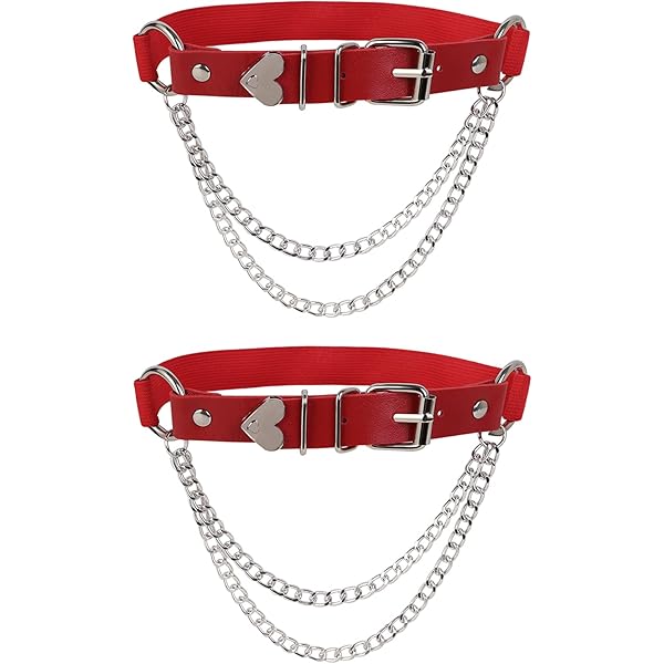 ohyeahlady Kousenband Vrouwen Lederen Verstelbare Dij 2 stuks Jarretelband met Clips Punk Elastische Gothic Anti-slip ring jarretelgordel been Dijring Bretels Harnas Cirkel(Zwarte,One Size