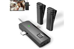 Sjpzwcrl Micro Cravate, Micro sans Fil pour iPhone iPad, Plug and Play Mini Micro sans Fil pour Enregistrement vidéo, Vlog, TikTok, Youtube, Connexion Automatique et réduction du Bruit Intelligente