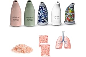 PROFIRST GLOBAL Himalayan Salt Inhaler Pipe Ceramic Filled with 100% Pure Himalayan Salt Pack of 1 Inhaler for Lungs Salt Inhaler (Green)
