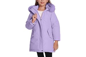 Happy Cherry Bambini Ragazze Cappotto con Pelliccia Cappuccio Inverno Parka Piumino Giacca Giacche da Sci per Bambine per 3-11 Anni