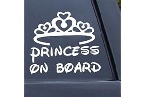 PORFEET Autoadesivo dell'automobile, Bella Principessa A Bordo Bambino Bambino Finestra Paraurti Corona Auto Segno Adesivo Decalcomania Bianca