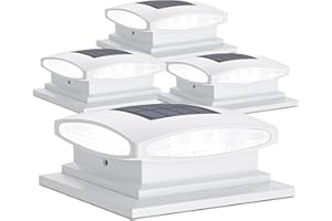 Siedinlar Lot de 4 capuchons de poteau solaires d'extérieur, 2 modes, 24 LED, pour clôture, terrasse, poteaux de 10,2 x 10,2 cm, 12,7 x 12,7 cm, 15,2 x 15,2 cm, 15,2 x 15,2 cm, décoration de jardin,