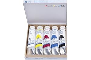 talens Royal - Scatola di pittura a guazzo, extra fini, artisti, 5 tubi da 20 ml, colori primari
