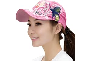 TOUMETT Women Ladies Butterfly Baseball Cap Snapback Hat Sun Hats Trucker Hiking Pink