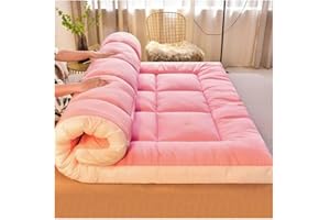 HUMAJORY Floor Mattress Japanese Extra Thick Futon Floor Mattress Futon Mattress Foldable Floor Bed Camping Mattress Futon Mat Traditional Sleeping Mat Extra Thick, Cosy and Warm Mattress(Pink,90x200cm)