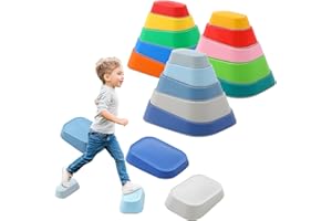 Homemari Stepping Stones Kids, Balance Board Kids, Obstacle Course Kids, Rainbow Crossing River Stones, Beam Game Sensory Play Outdoor Indoor, Stackable Non-Slip, Exercise Balance & Coordination