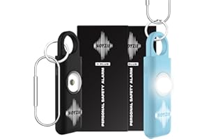 Personal Alarm NOYZIE Personal Safety Alarm TWIN PACK LOUD 125db Siren 200-Lumen Strobing LED Light - Self Defence Rope Alarm Keyring Keychain for Women, Men, Elderly, Dog Walkers (Black & Blue USB)
