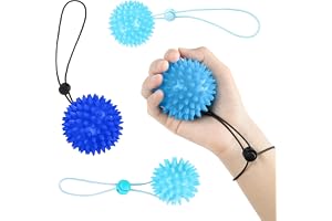 AOOWU Anti-stressboll vuxen hand, 4 st handtränare boll med justerbar dragsko, 4 nivåer boll terapi handtränare fingrar för rehabilitering, anti-stress, massage styrka grepp