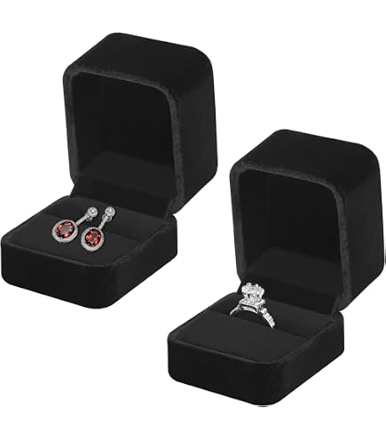 ximai Confezione da 2 scatole in velluto classiche per anelli singoli, per matrimoni o amanti, custodia per orecchini e gioielli, adatta per proposte di fidanzamento, matrimonio, compleanno (celeste