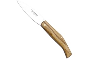 Cudeman Navaja Solsona 444-L hoja de acero 420 de 8 cm y empuñadura de madera de olivo de 10 cm para caza, pesca, supervivencia y bushcraft