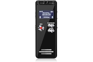 AIWORTH 16GB Digital Voice Activated Recorder - Mini Audio Recording Device with Playback and Password, Professional Dictaphone with Microphone and Line-in Recording for Meetings Lectures Classes