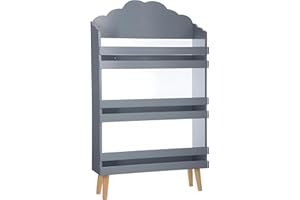 Mevsim Store Libreria per Bambini, Scaffale per Bambini a 3 Livelli, Scaffale per Libri e Giocattoli, Scaffale per la Cameretta dei Bambini, in Legno MDF, 58x18x98 cm, Grigio