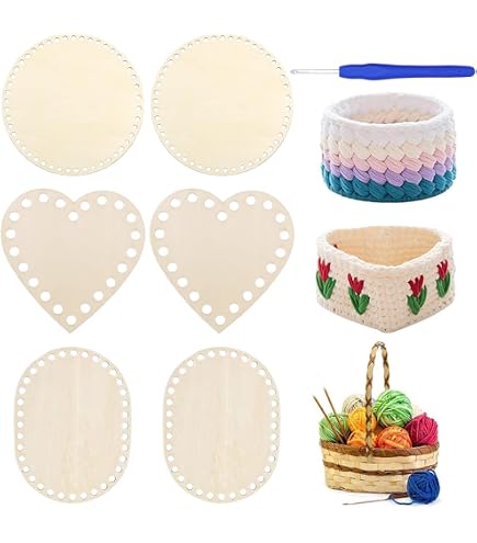 Fonds De Panier à Crocheter En Bois - Lot De 4, Diamètre 15 Cm, Motif Dentelle, Pour Création Paniers En Corde