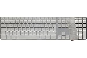 MiNGFi Silicone Clavier Coque de Protection/Couverture pour Apple USB Filaire Keyboard avec pavé numérique (2007-2016) Modèle A1243 EU/ISO Clavier - Transparent