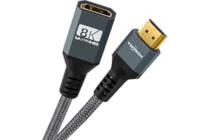Twozoh HDMI Förlängningskabel 1M, Nylon Flätad HDMI2.1 Han Till Hona 48Gbps Stödjer 8K@60Hz, 4K@120Hz