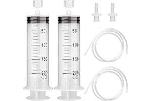 2 stycken stora sprutor 200 ml slang, multifunktionella plastsprutor | Sprutset, uppdragsspruta, doseringsspruta, återanvändbara matningssprutor för husdjur med luer-anslutning