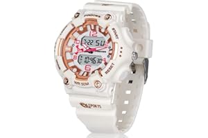 PINDOWS Womens Watch for Women Digital Watch Outdoor Sport Watch Unisex Watch Teenagers Watch with 3 Groups Alarm Light Waterproof Countdown Stopwatch Multi-Functional Wrist Watches