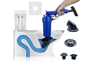 XMPEKO High Pressure Air Pump Drain Unblocker with 4 Suckers, Heavy Duty Toilet Plunger Sewer Dredge Cleaning Tool Sink Unblocker for Kitchen Shower Bathtub