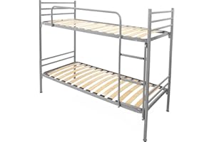 FILOBEN Letto a Castello ARGENTO Moderno per Adulti e Bambini 201x80xH150 cm, con 2 Rete acon doghe 80x190 std, Scomponibile in 2 lettini