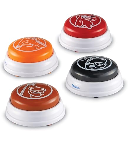 Lot De 4 Buzzers Lumineux Et Sonores 9x3,5 Cm – Jeu De Questions, Classe, Anniversaire – Réponse En Un Clic