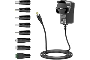 GENERIC 5V 2A Power Supply Adapter, Universal AC DC 5V Power Adaptor with 8 DC Plugs for Household Electronics, 10W Max.