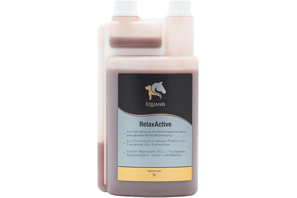 Equanis RelaxActive Magnesium – avec B12 et L-Tryptophane | 1 l | Aliment complémentaire pour Chevaux | Réduit la nervosité et l'agitation | Soutient Le système nerveux