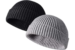 JFAN Gorro Docker de Punto Forro Polar Beanie de Lana Gorro con Vuelta Sombreros Cálidos de Invierno Gorro de Pescador Skullcap