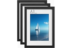 LVAOUO 3Pack A3 Picture Frames, Wooden A3 Photo Frame 42 x 29.7cm, Versatile a3 Frame Black, Display, Landscape or Portrait Orientation-Material Plexiglass