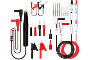 I3C Lot de 21 multimètres électriques avec pince crocodile, clip cosmétique SMD-IC avec mini pince, pince de test et sonde de précision remplaçable.