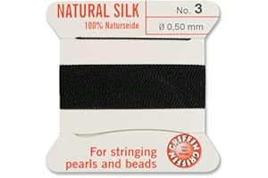 ‎CREATIVE-BEADS Creative-Beads Pearl Thread, Cord for Threading, 2 m Long with Flexible Wire End as Threading Needle Thickness 0.50 mm Black