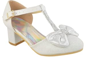 Fashion Thirsty Kids Girls Childrens Party Sandals Diamante Wedding Low Heel Dance Shoes Size