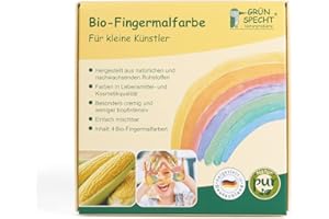 GRÜNSPECHT Naturprodukte 691-00 Organic Finger Paint Yellow, Red, Blue, Green, Multicoloured, 500 g
