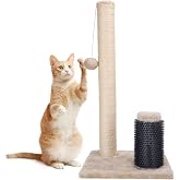 Nobleza Cat Scratcher, Scratching Post for Cats, Natural Sisal Rope with Balls Toy and Silicone Comb for Cats, 60 x 30 x 30 c
