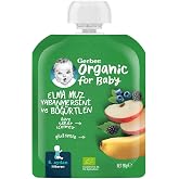 Gerber Organik Muz Yabanmersini B&ouml;ğ&uuml;rtlen ve Elma P&uuml;resi 90 g