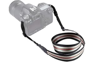 Movoja pasek na ramię do aparatu Redline Black | Uniwersalny pasek do aparatu fotograficznego SLR pasek na ramię do Nikon Canon Pentax Sony Olympus Fuji | pasek na aparat antypoślizgowy, styl vintage pasek w paski wzór czerwony czarny