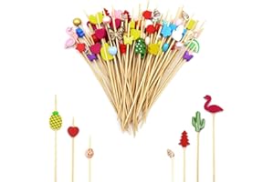 KtbeYTi 100 Pezzi Stuzzicadenti da Cocktail 12 cm Bastoncini Cocktail Legno Stuzzicadenti Decorativi per Cocktail, Frutta, Snack, Famiglia, Feste Compleanno