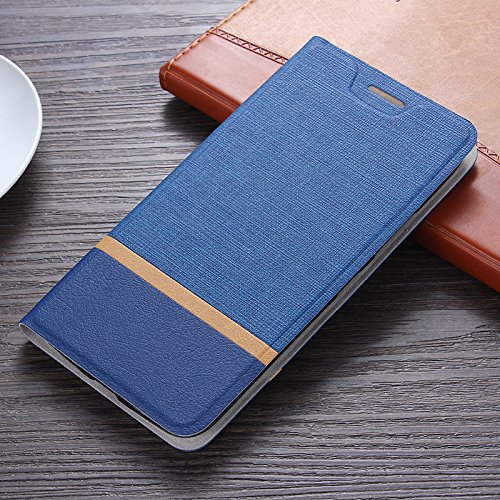 Funda BQ Aquaris X5 Plus  SunFay Cartera Carcasa Flip Folio Caja Piel PU Suave Super Delgado Estilo Libro Soporte Plegable para BQ Aquaris X5 Plus - Azul