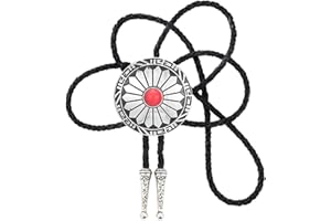 STARBRILLIANT Corbata De Bolo Estilo Indio Vintage Con Puntos Con Piedras Rojas Vaquero Occidental